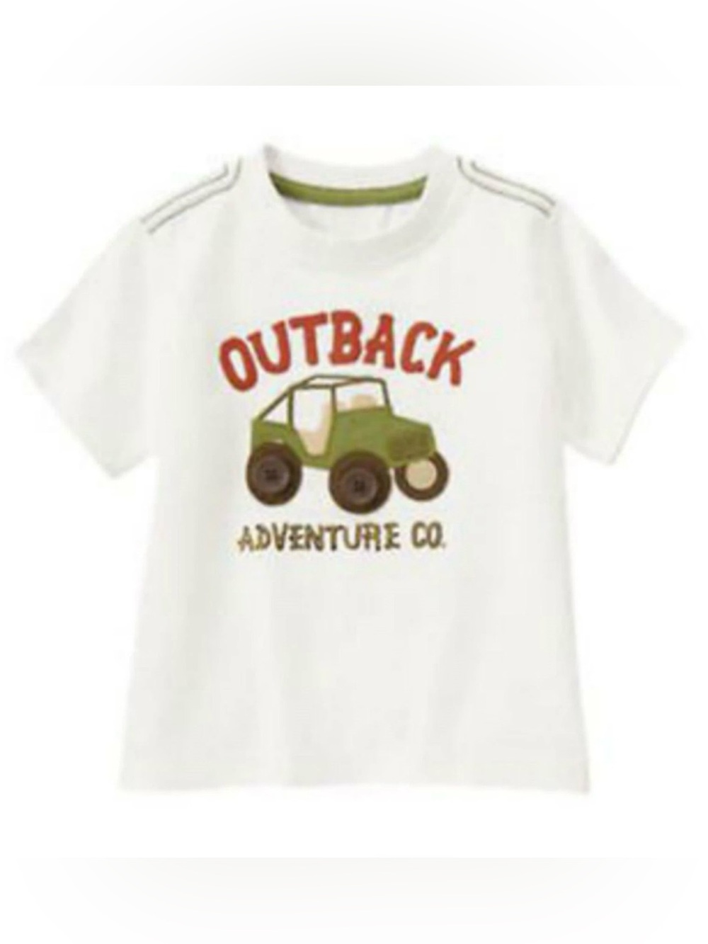 NWT Gymboree Boys Outback Adventure White Tee w Green Jeep Applique/Embroidery